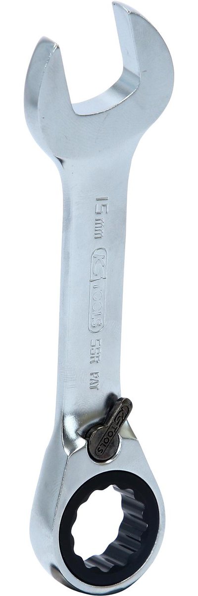 KS Tools 503.4638 Gear Plus grzechotka kluczy pierścieniowych szczękowych, bardzo krótki, 15 MM 503.4638