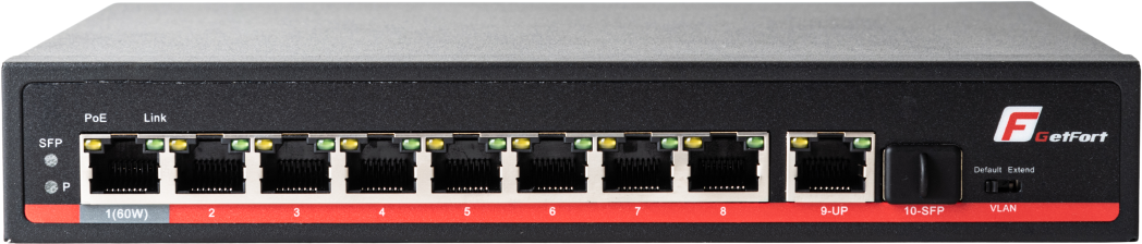 SWITCH POE GETFORT 8+1+SFP Gigabit Ethernet 120W  -  - 38 sklepów w całej Polsce
