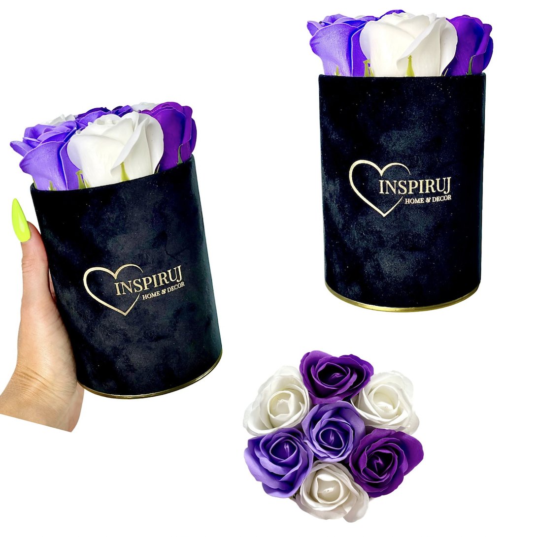 FLOWERBOX KWIATY MYDLANE PUDEŁKO KWIATÓW PREZENT RÓŻE MYDLANE W PUDEŁKU SZTUCZNE KWIATY