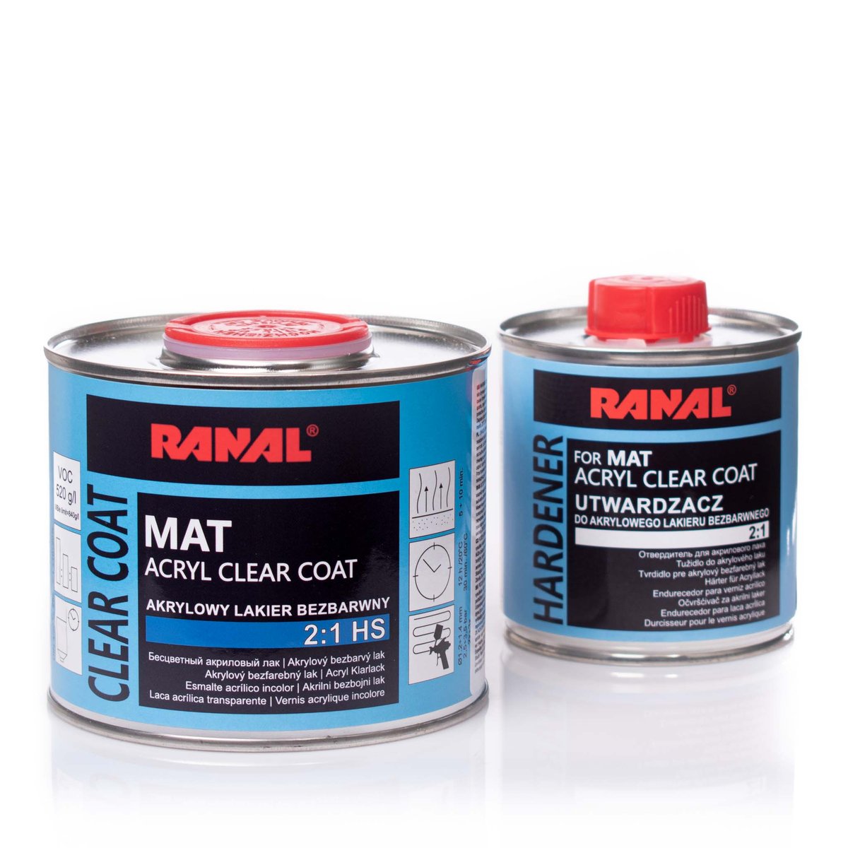 Ranal Lakier Bezbarwny Mat 0,5 Utwardzacz 250Ml 2:1
