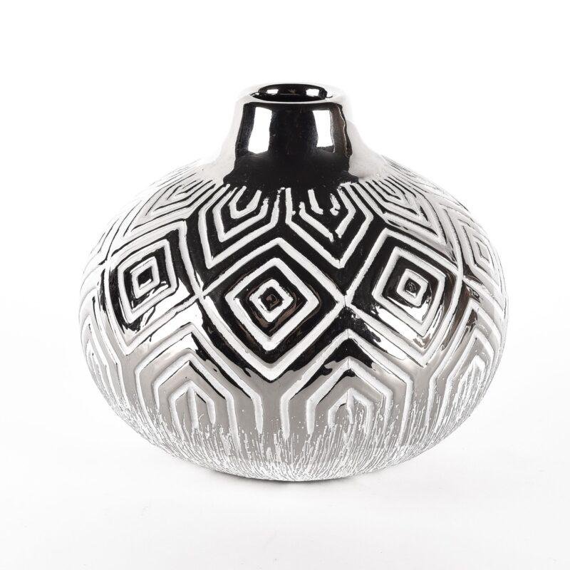 WAZON ceramiczny z geometrycznym wzorem okrągły nowoczesny 15 cm