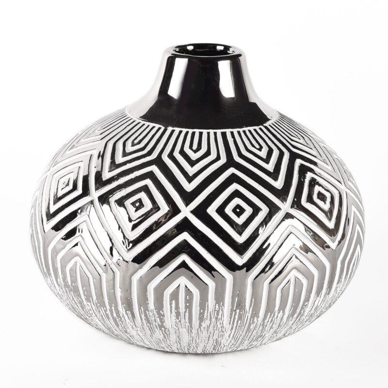 WAZON ceramiczny z geometrycznym wzorem okrągły nowoczesny 20 cm