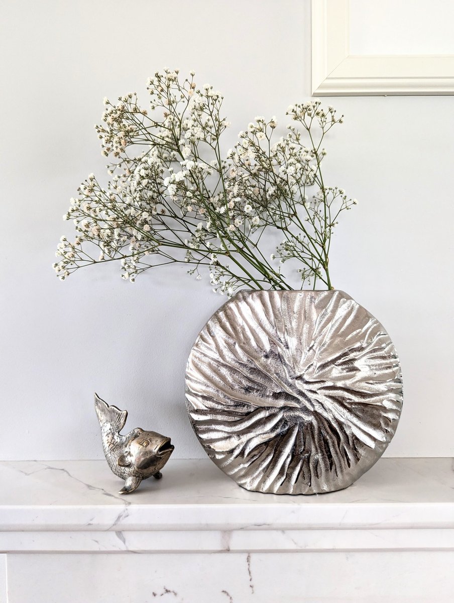 WAZON okrągły z metalu srebrny nowoczesny