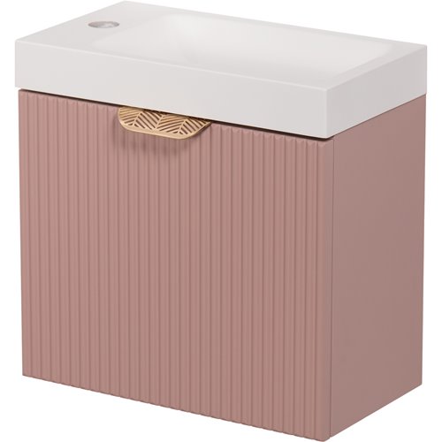 Szafka łazienkowa wisząca z umywalką pudrowy róż mat 40 cm Fresco Gante