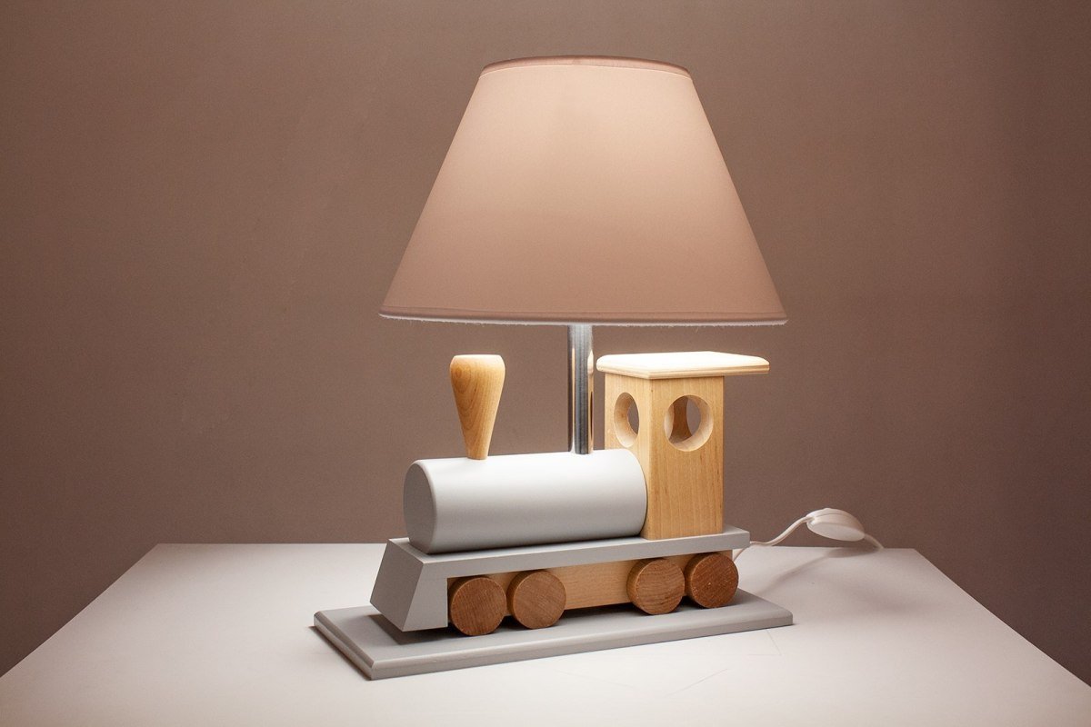 LAMPA STOŁOWA LOKOMOTYWA SZARA