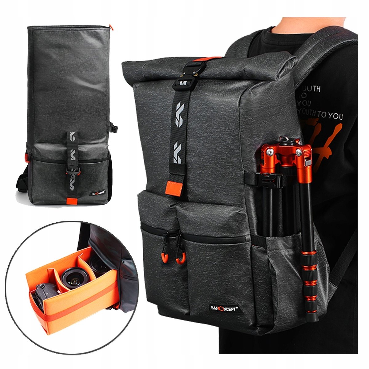 PRO Plecak Fotograficzny K&F na Aparat Laptopa ROLL TOP ROLOWANY
