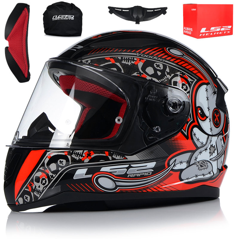 LS2, Rapid mini kask motocyklowy Voodoo czarny czerwony, S