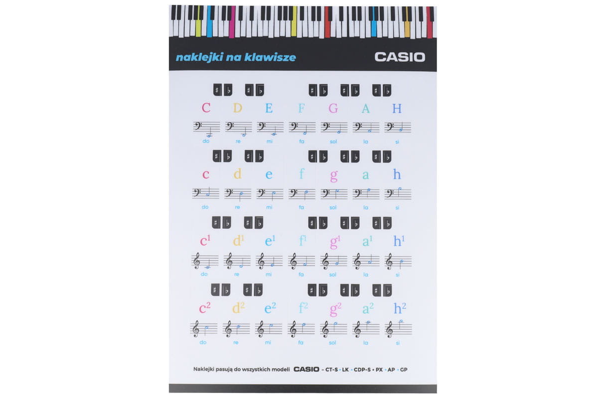 Naklejki na Klawiaturę Pianino Keyboard Casio Big - Duże