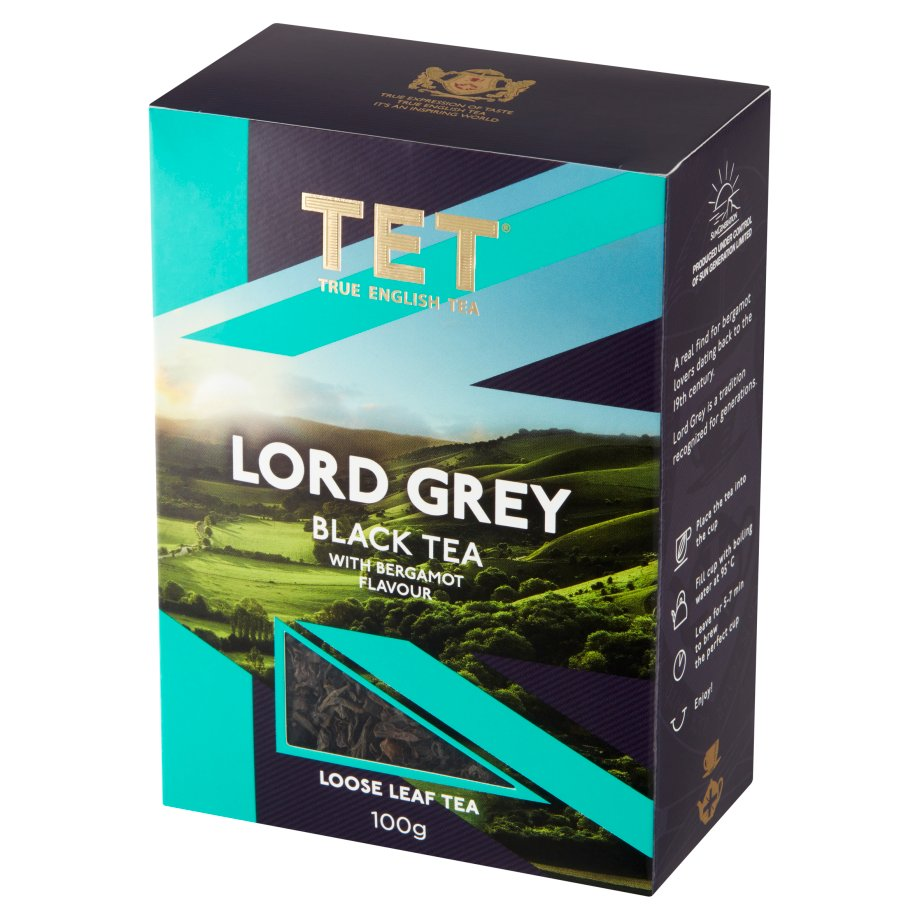 TET - Herbata Lord Grey czarna naturalna liściasta z aromatem bergamotki (Lord Grey, czarna herbata z aromatem bergamotki, szczególnie duże liście).