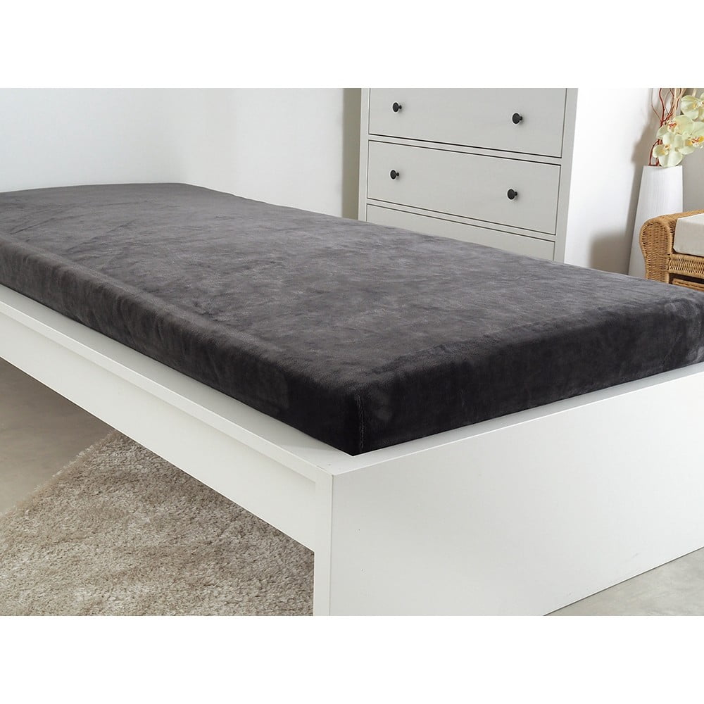 Antracytowe prześcieradło z mikropluszu 90x200 cm Exclusive – B.E.S.