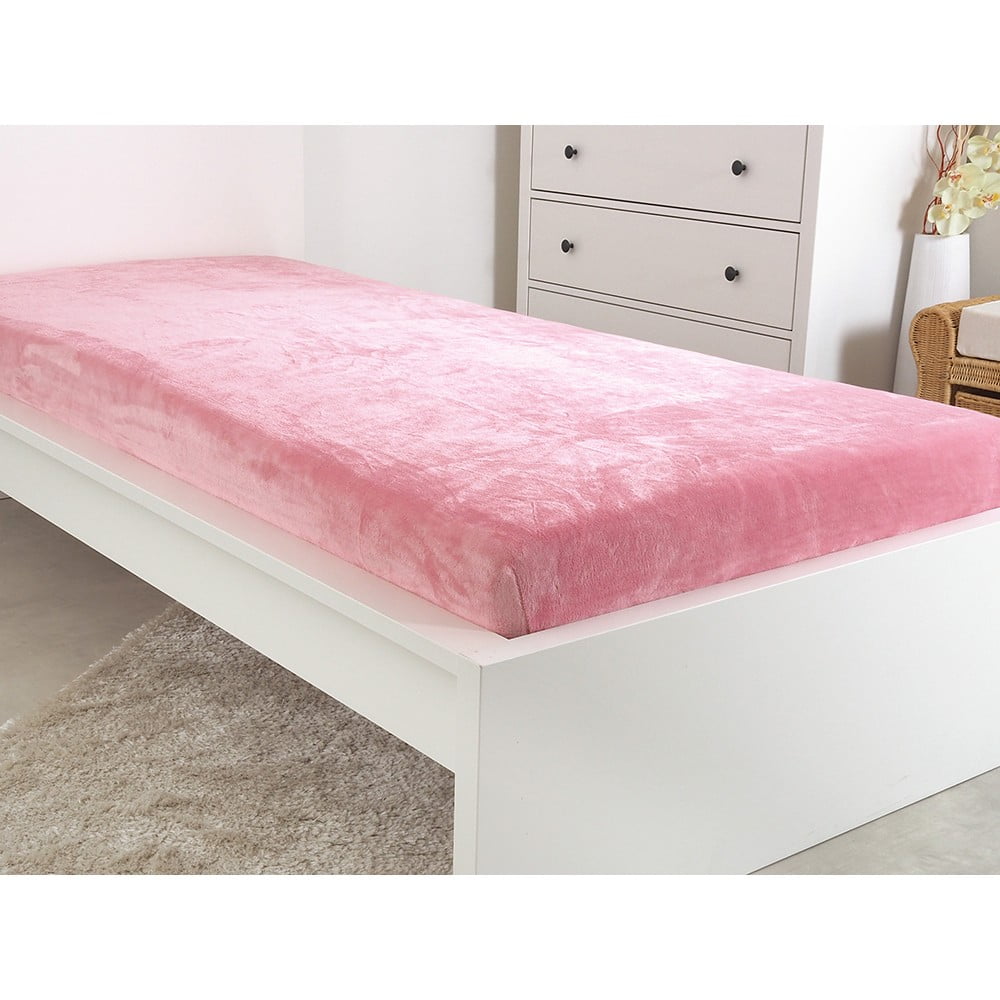 Różowe prześcieradło z mikropluszu 180x200 cm Exclusive – B.E.S.