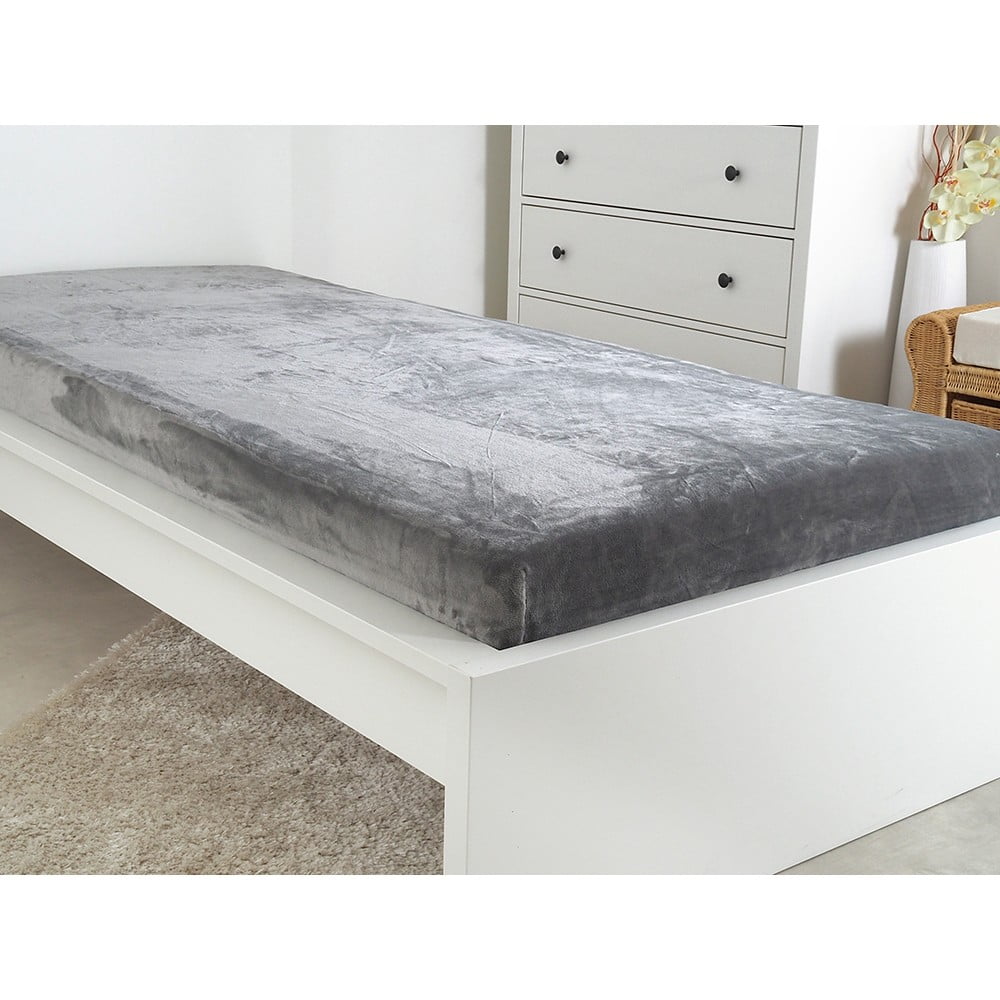 Szare prześcieradło z mikropluszu 90x200 cm Exclusive – B.E.S.