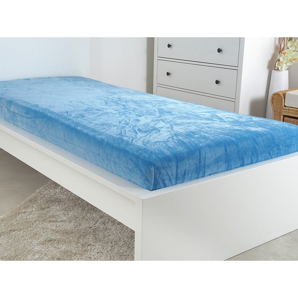 Niebieskie prześcieradło z mikropluszu 180x200 cm Exclusive – B.E.S.