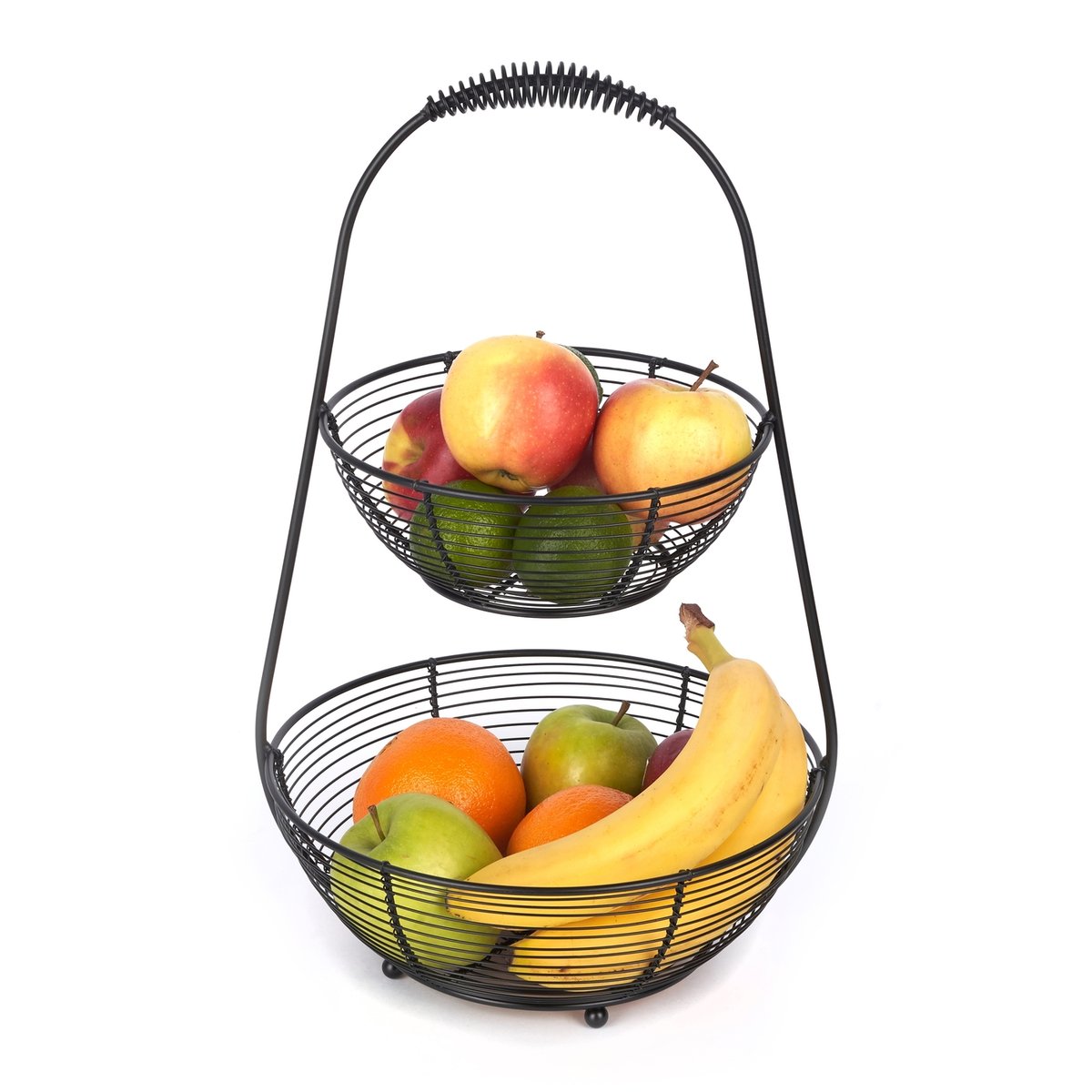 Koszyk na owoce dwupoziomowy Tadar Hiro 28 x 26,5 x 43 cm czarny