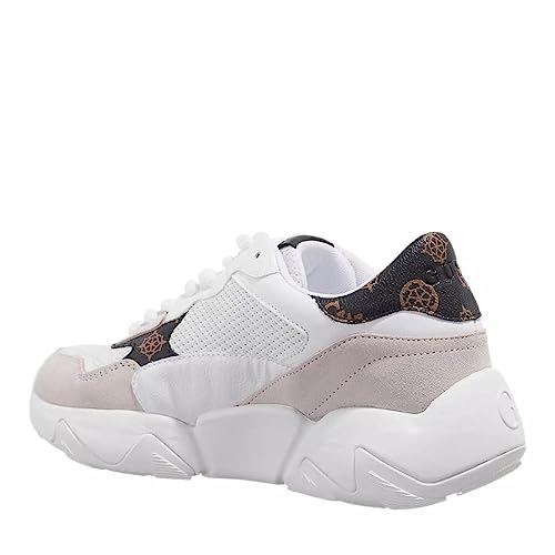 Guess Buty Damskie Trampki Goldon Sztuczna Skóra/Biały Brązowy Tkanina DS23GU12 FL5GLDFAL12, Biały brązowy, 35 EU