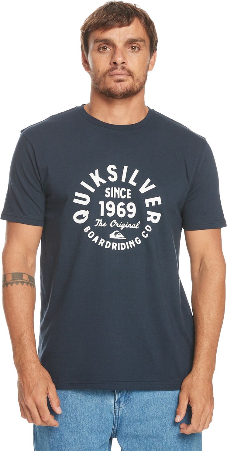 t-shirt męski QUIKSILVER CIRCLED SCRIPT FRONT TEE Navy Blazer - BYJ0