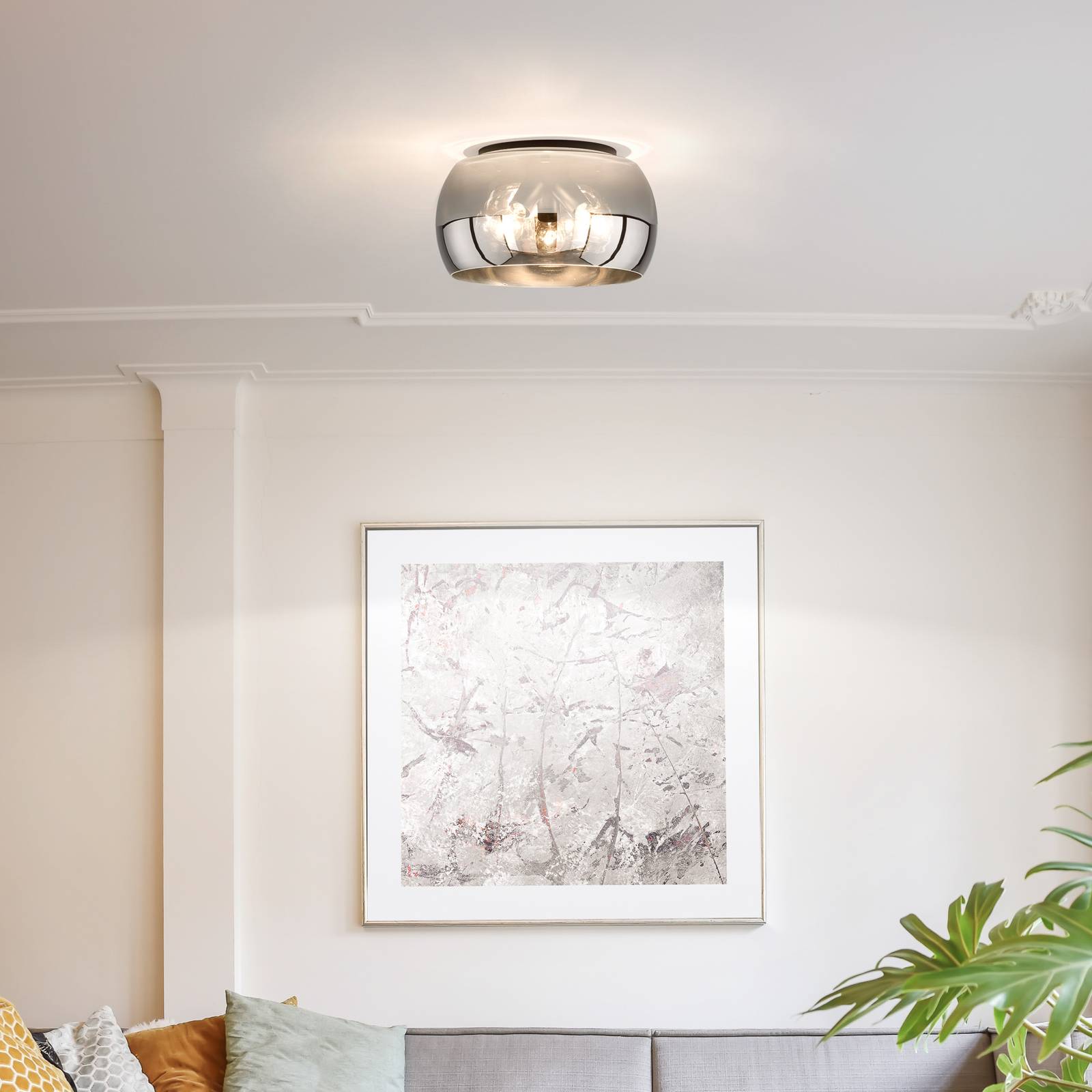 FISCHER & HONSEL Lampa sufitowa Dima, dymione szkło, Ø 40cm
