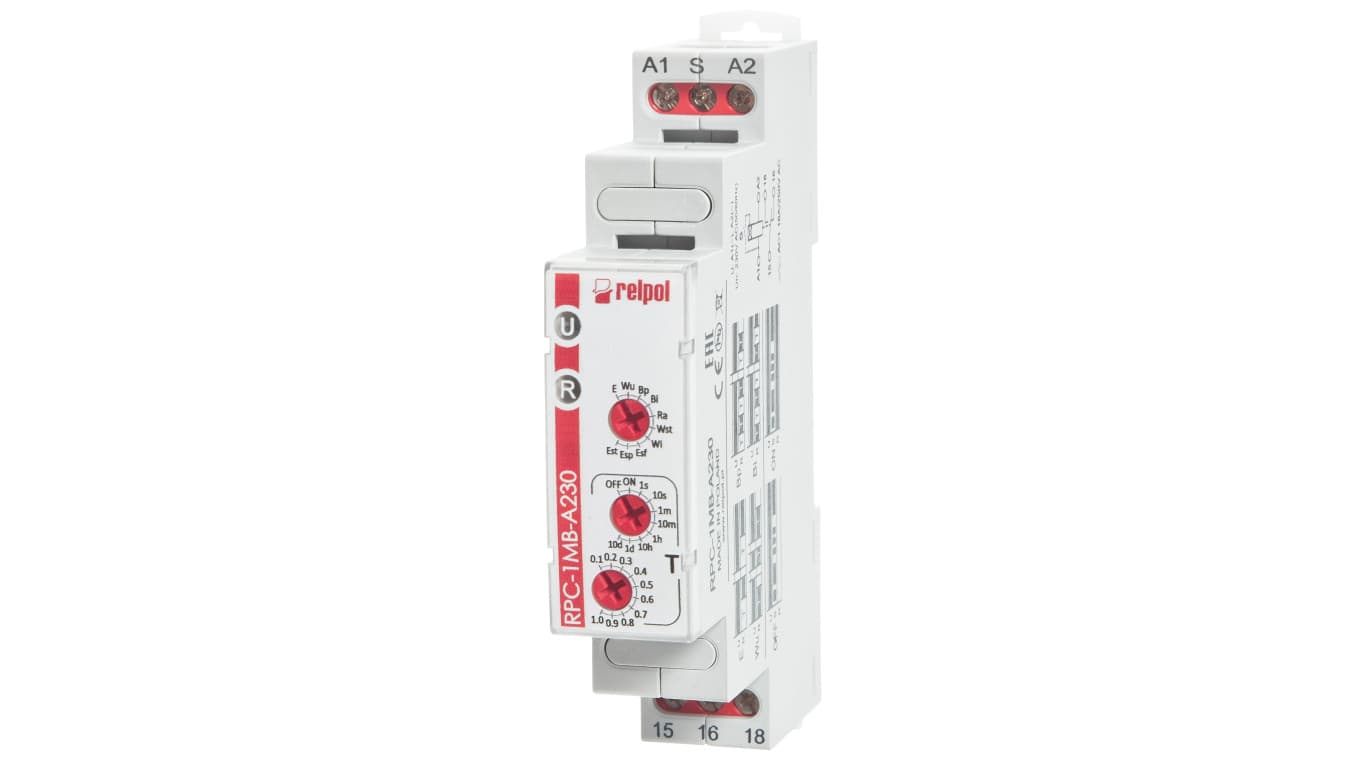 Relpol Przekaźnik czasowy 1P 1sek-10dni 230V AC 50/60 Hz wielofunkcyjny RPC-1MB-A230 863200 863200