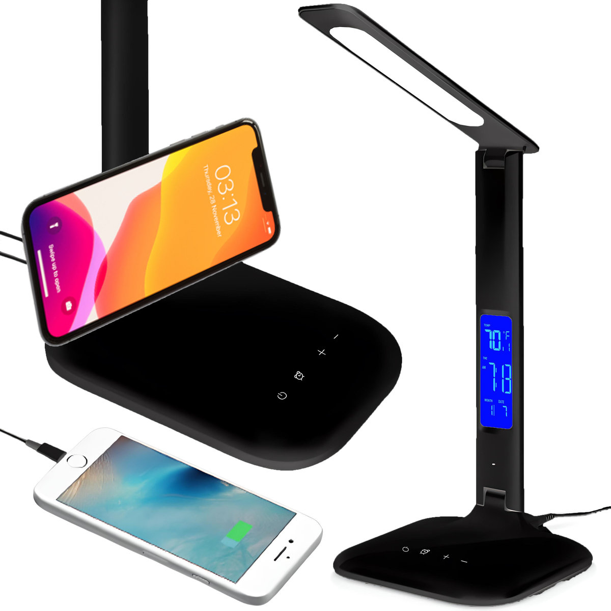 LAMPKA LED BIURKOWA SZKOLNA BIURKO WYŚWIETLACZ LCD
