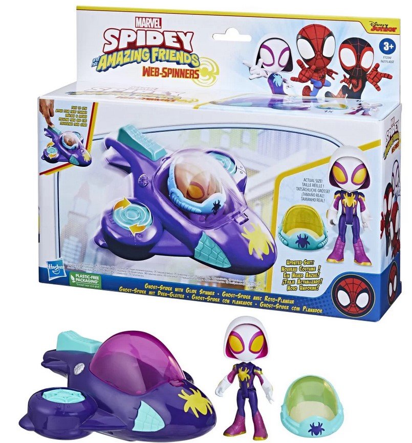 Spider-Man, Spidey i Super-Kumple Pojazd Tematyczny - Ghost Spider i Glide Spinner, F72545