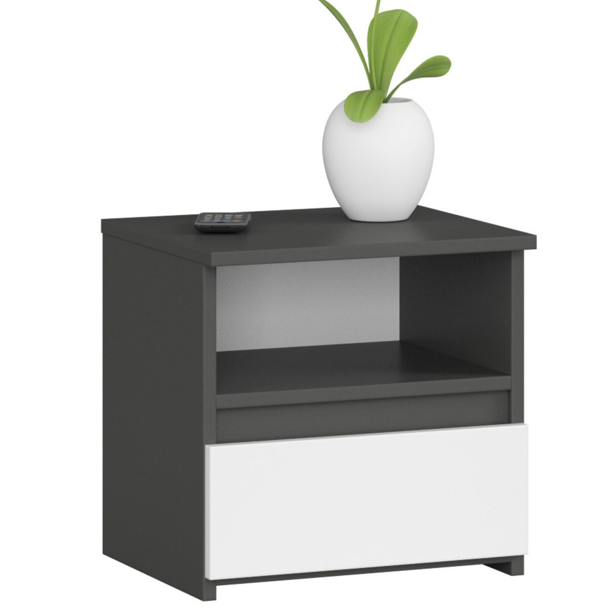 Szafka nocna CL1 40 cm 1 szuflada - grafit szary-biała