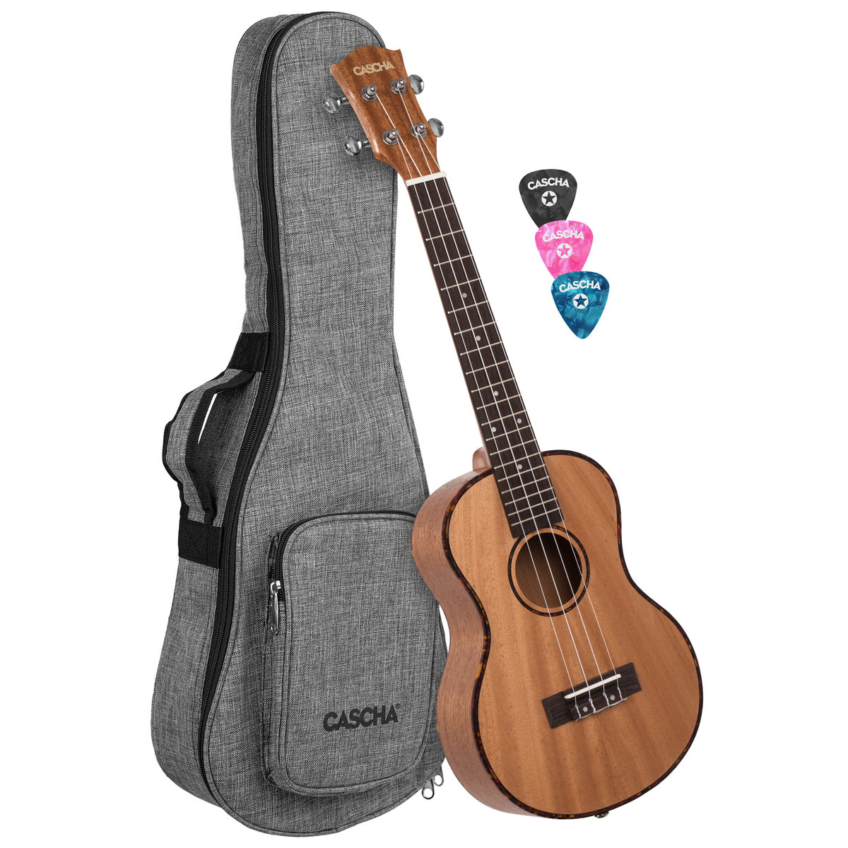 Cascha HH 2048 Premium Mahogany Tenor Ukulele Set