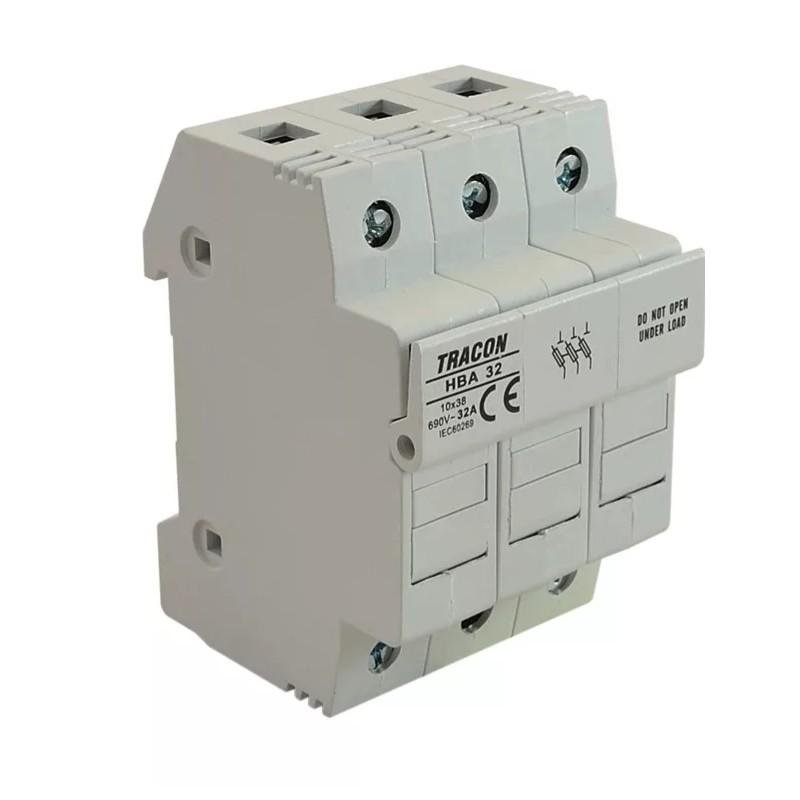 Modułowa podstawa bezpieczników cylindrycznych 32A 10x38mm HBA-3P-32