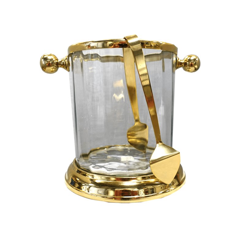 COOLER szklany ze szczypcami, złote elementy, styl glamour
