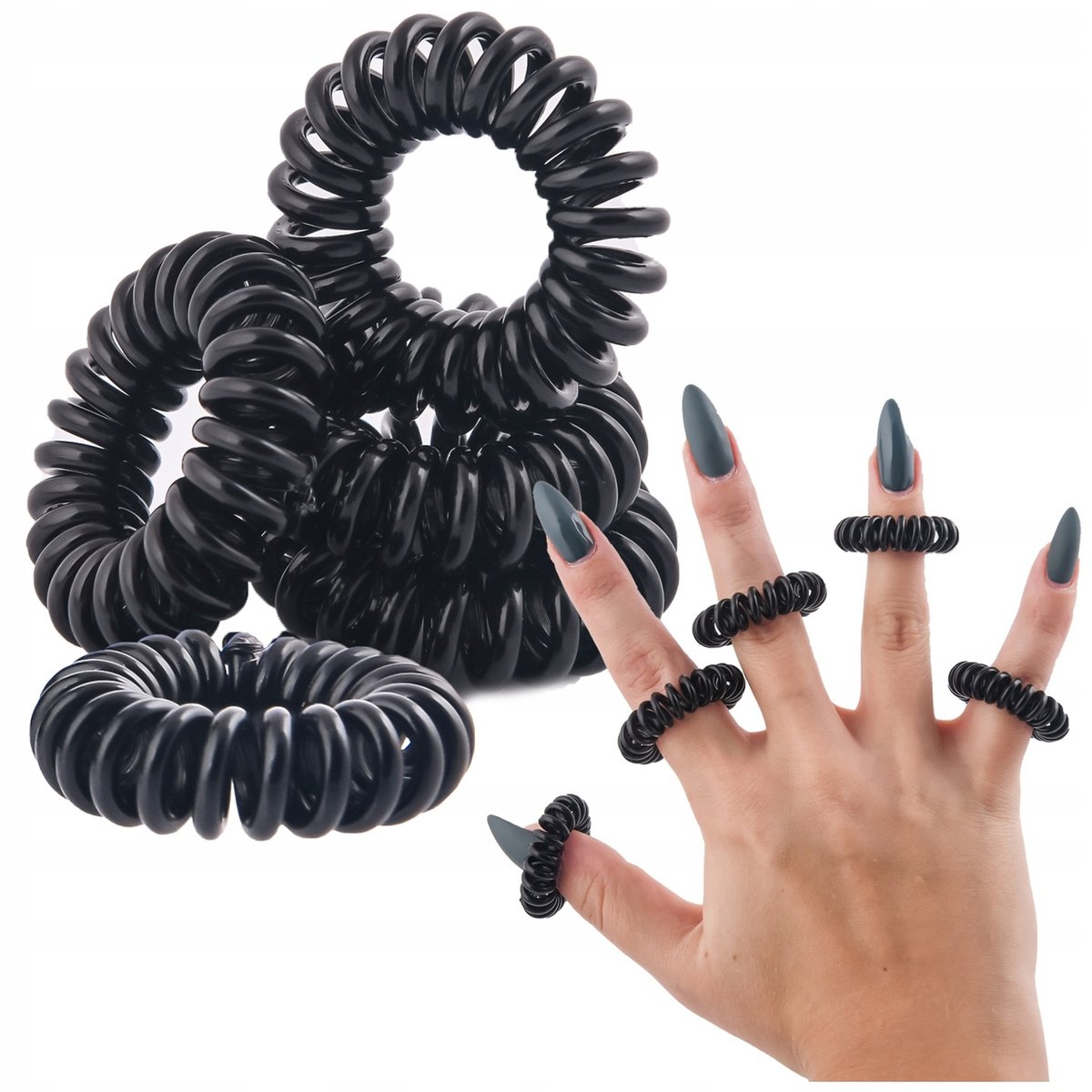 Zestaw 5 szt. gumek sprężynowa/spiralka czarny