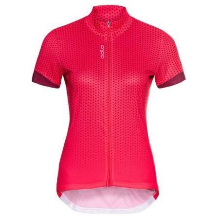 Koszulka tech. damska Odlo Stand-up collar s/s full zip ESSENTIAL PRINT ODLO XS
