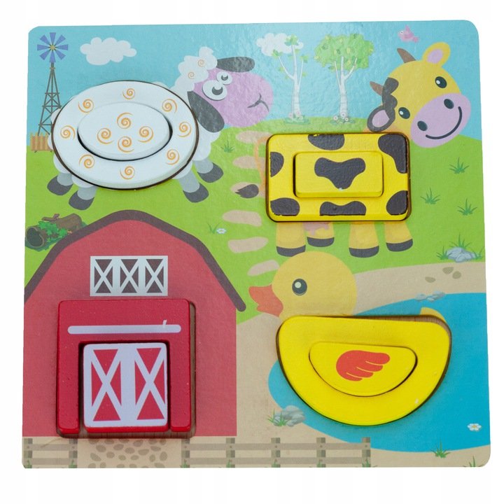 Puzzle Drewniane Układanka farma zwierzątka klocki
