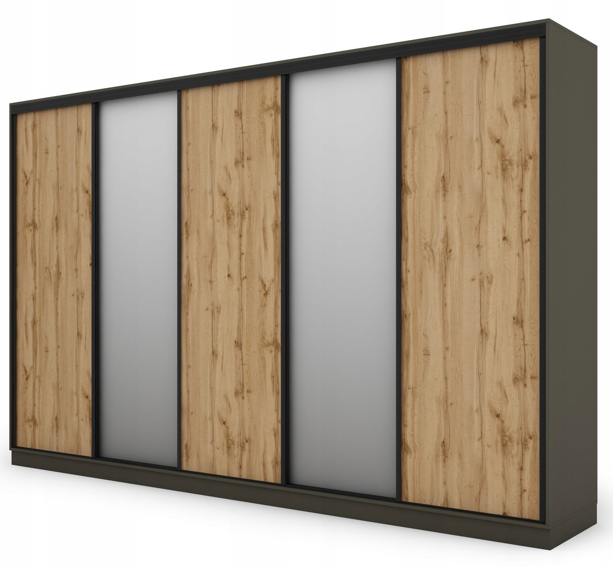 Szafa przesuwna 2 lustra 380 cm loft szuflady
