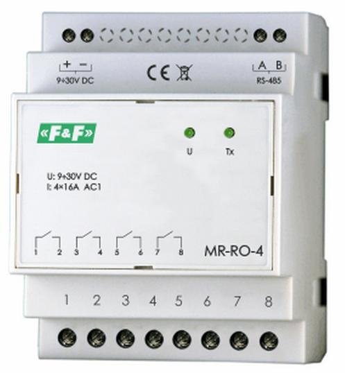 F&F Moduł rozszerzeń wyjść przekaźnikowych z wyjściem MODBUS RTU MR-RO-4 MAX-MR-RO-4