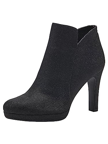 Tamaris Damskie botki 1-1-25097-41, Black Glam, 40 EU