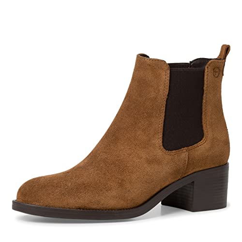 Tamaris Damskie botki 1-1-25026-41, Cognac Suede, 39 EU