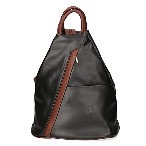 FELIPA Damska torebka Backpack, czarno-brązowa, czarny, brązowy