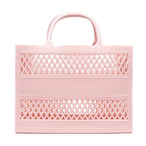 FIRENZE ARTEGIANI Libelulla. Torba Shopper kosz silikonowy sztywny 27x11,5x20 cm. Kolor: jasny różowy, Jasnoróżowy, Użytkowy