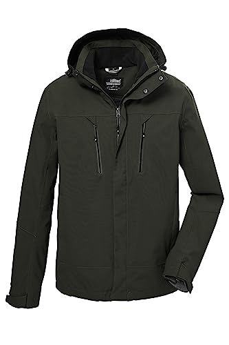 Killtec Męska kurtka funkcyjna z kapturem/kurtka outdoorowa jest wodoszczelna KOW 192 MN JCKT, ciemnooliwkowa, 3XL, 41374-000