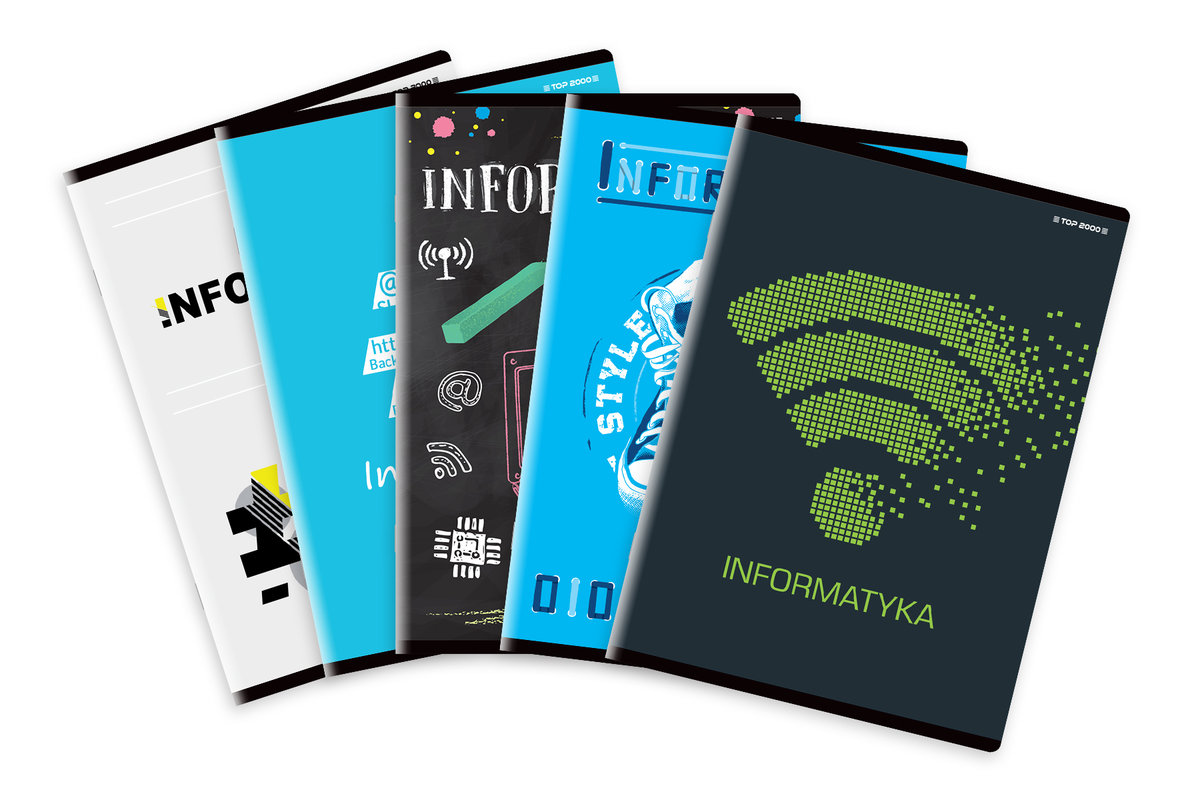 Brulion w kratkę, A5, Informatyka, mix wzorów