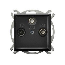 Ospel ARIA Gniazdo RTV-SAT z dwoma wyjściami SAT CZARNY METALIK ARIA GPA-U2S/M/33