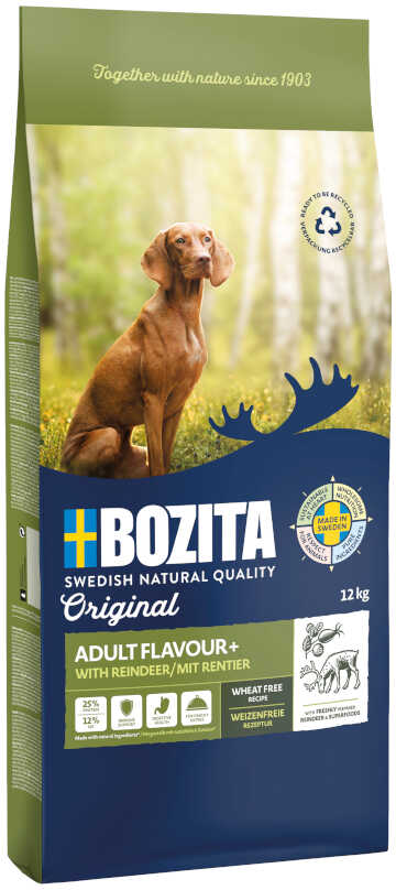 Bozita Original Adult Flavour Plus, renifer - bez pszenicy - 2 x 12 kg Dostawa GRATIS!