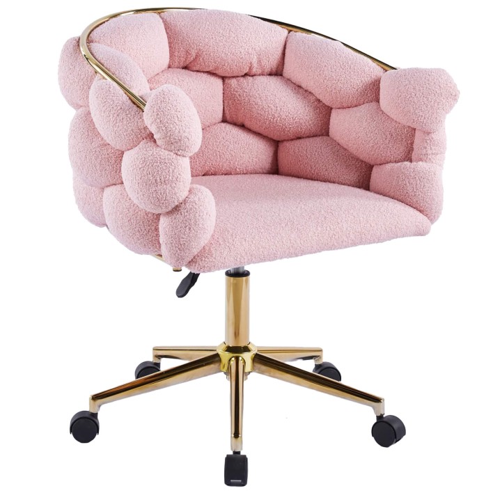 Krzesło obrotowe DC-ST9118 BALLOON różowy baranek #5, nogi złote
