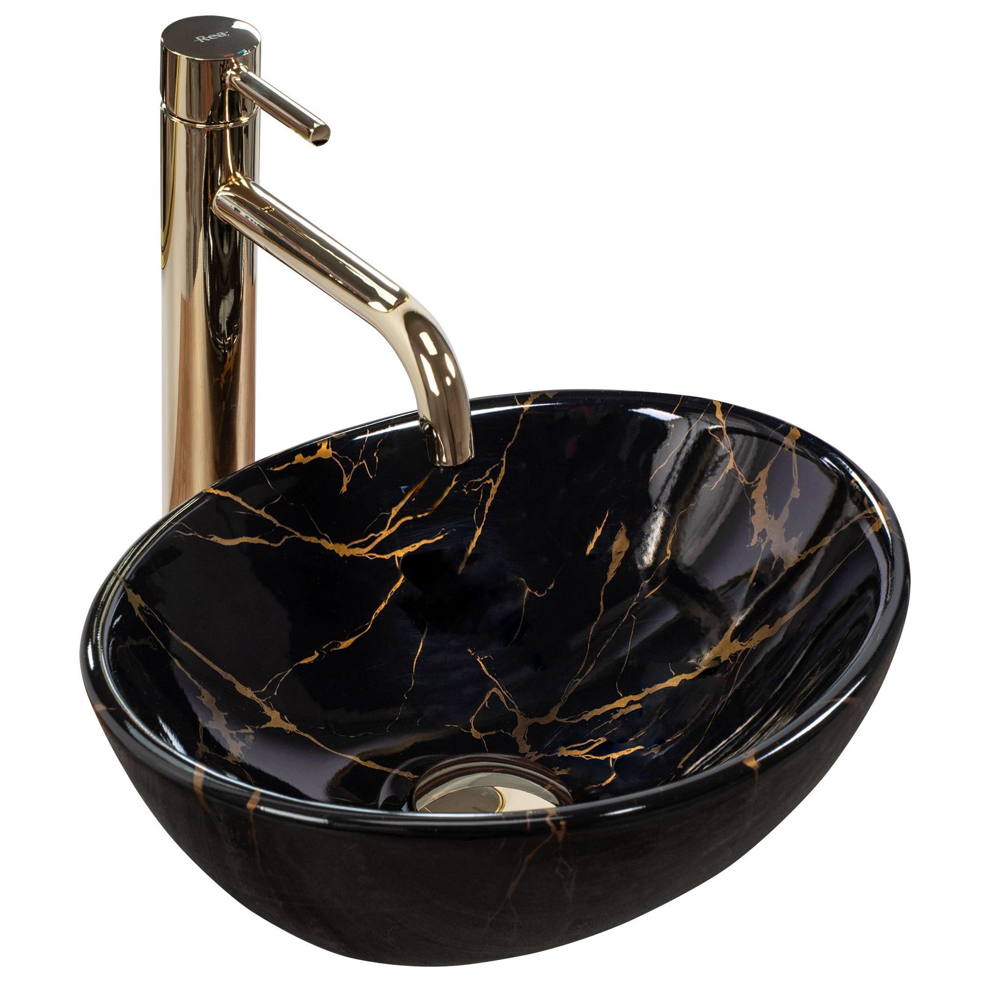 Rea Umywalka nablatowa Rea Sofia Mini Black Marble Shiny