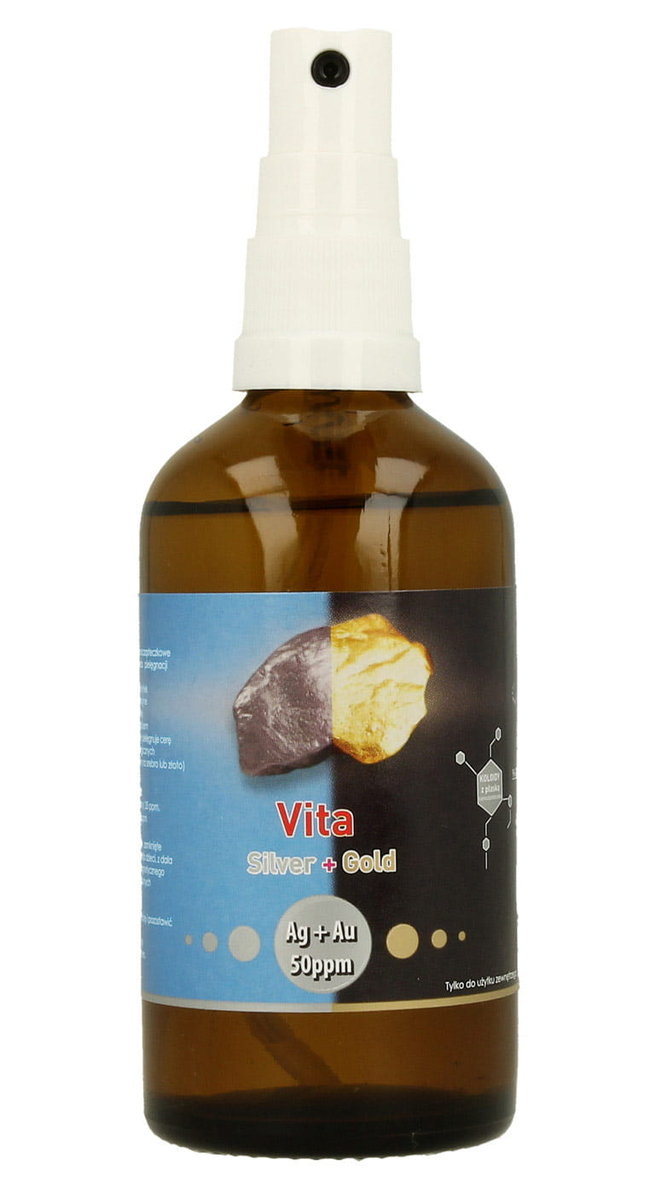Vitacolloids Vita Silver + Gold Ag + Au 50 ppm niejonowe srebro i złoto koloidalne w sprayu 100 ml 1423-50027