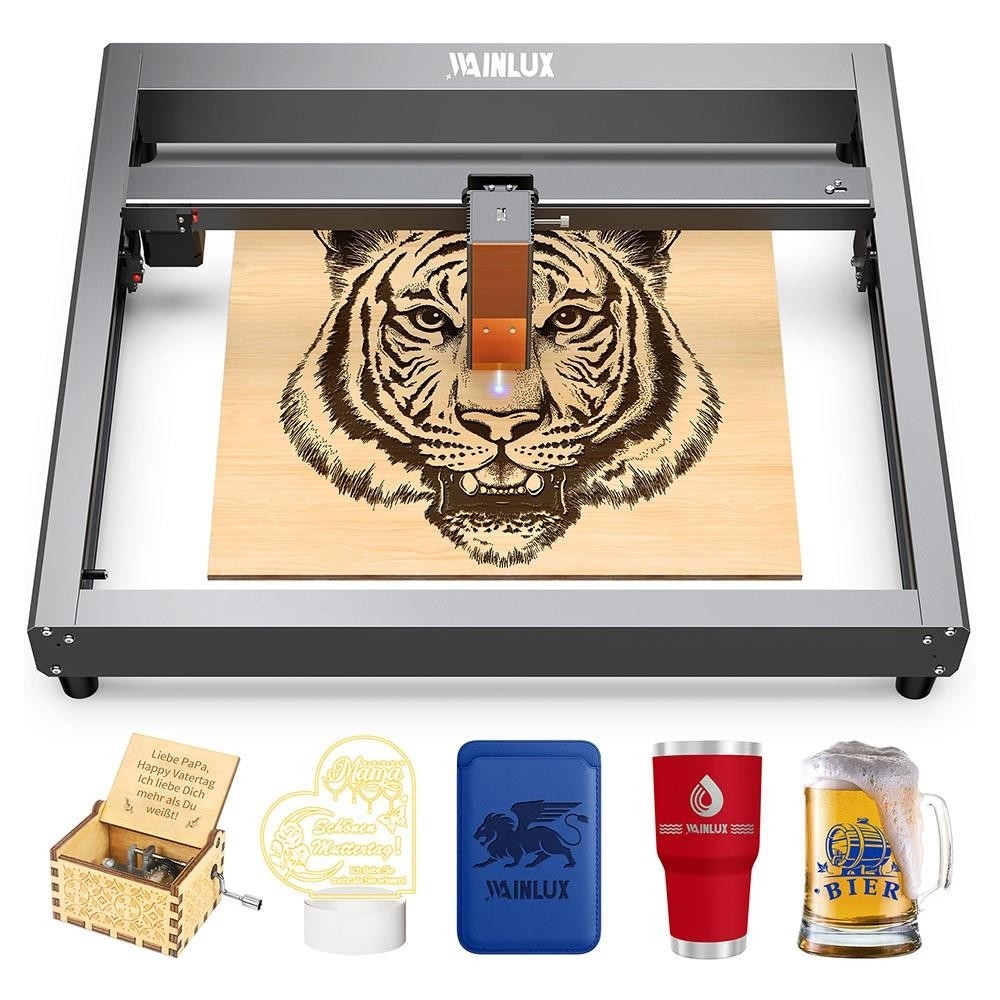 WAINLUX JL7 Laser Engraver Cutter, 5W Laser Power, Knob Fixed Focus, 0.05*0.08mm Compressed Spot, 400*400mm