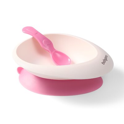 Babyono Miseczka z przyssawką i łyżeczką różowa 230 ml