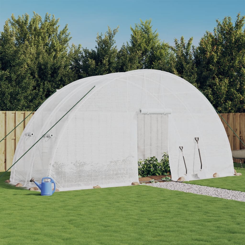 vidaXL Szklarnia ze stalową ramą, biała, 12 m², 6x2x2,85 m