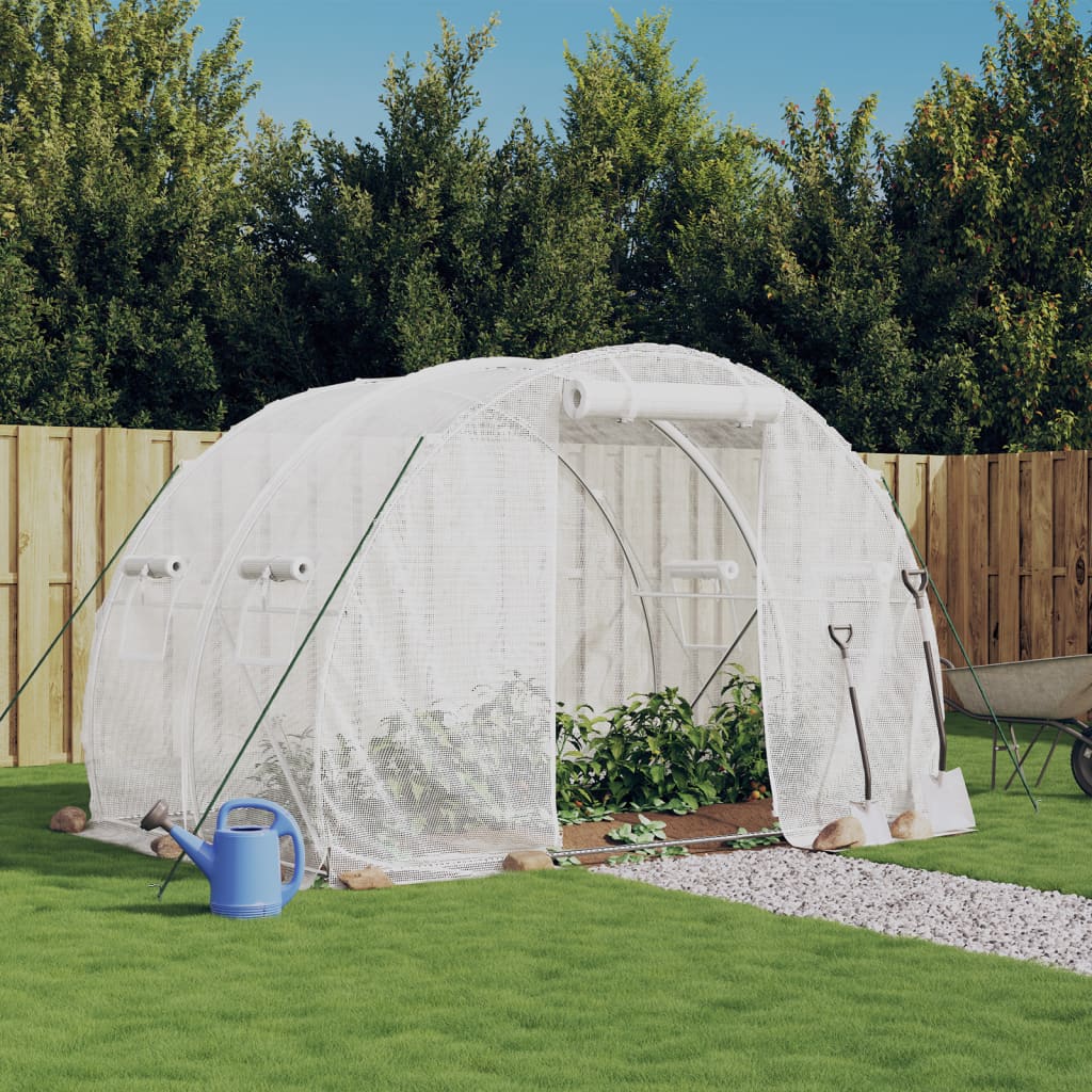 vidaXL Szklarnia ze stalową ramą, biała, 6 m², 3x2x2 m