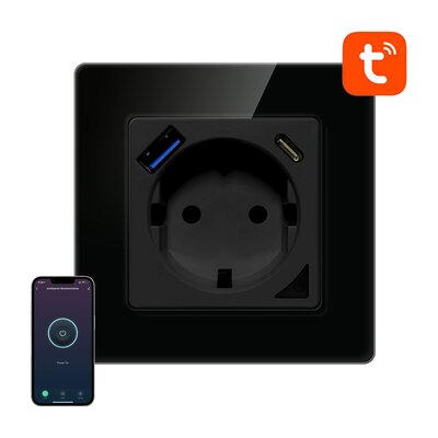 Inteligentne gniazdo ścienne WiFi Avatto N-WOT10-USB-B USB i USB-C TUYA (czarne)