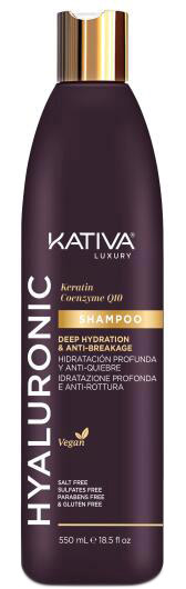 Szampon do nawilżania włosów Kativa Hyaluronic Keratin y Coenzyme Q10 Shampoo 550 ml (7750075061484)